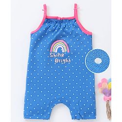 Babyhug 100% Cotton Sleeveless Romper Polka Dot Print - Blue