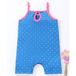 Babyhug 100% Cotton Sleeveless Romper Polka Dot Print - Blue