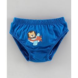 Babyhug 100%Cotton Anitbacterial Briefs Aeroplane Print Pack of 3 - Blue White