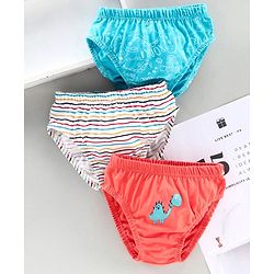 Babyhug 100% Cotton Antibacterial Brief Pack of 3 - Blue Orange
