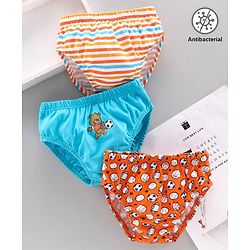Babyhug 100% Cotton Antibacterial Brief Pack of 3 - Blue Orange