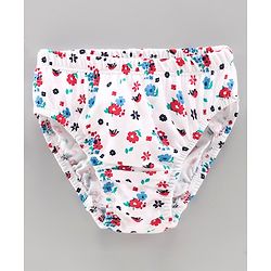 Babyhug 100% Cotton Antibacterial Panties Floral Print Pack of 3 - Blue White