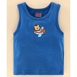 Babyhug 100% Cotton Antibacterial Vest Aeroplane Print Pack of 3 - Blue