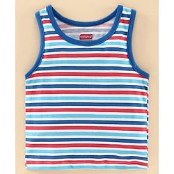 Babyhug 100% Cotton Antibacterial Vest Aeroplane Print Pack of 3 - Blue