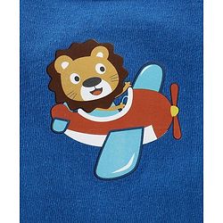 Babyhug 100% Cotton Antibacterial Vest Aeroplane Print Pack of 3 - Blue