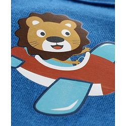 Babyhug 100% Cotton Antibacterial Vest Aeroplane Print Pack of 3 - Blue