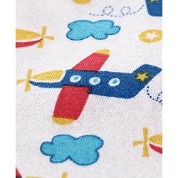Babyhug 100% Cotton Antibacterial Vest Aeroplane Print Pack of 3 - Blue