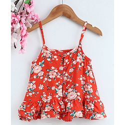 Babyhug Singlet Top Floral Print - Red