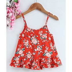 Babyhug Singlet Top Floral Print - Red