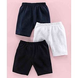 Babyhug Solid Colour Cycling Shorts Set of 3 - Black Grey Blue
