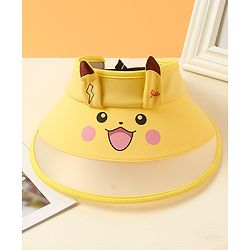 Babyhug Summer Cap Animal Face Print Yellow - Circumference 57 cm