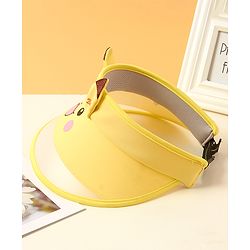 Babyhug Summer Cap Animal Face Print Yellow - Circumference 57 cm