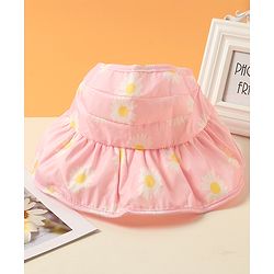 Babyhug Hat Floral Print Pink - Circumference  57 cm