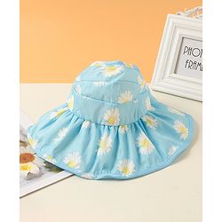 Babyhug Hat Floral Print Blue - Circumference  57 cm