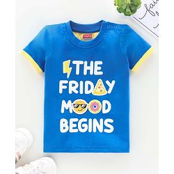 Babyhug Half Sleeves Tee Text Print - Blue