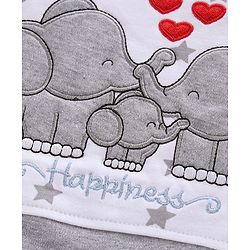 Babyhug 100% Cotton Half Sleeves Romper Elephant Embroidery - Grey White