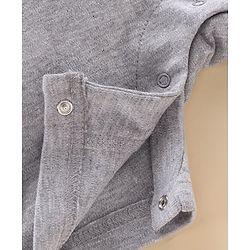 Babyhug 100% Cotton Half Sleeves Romper Elephant Embroidery - Grey White