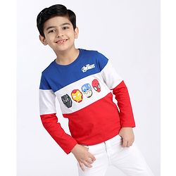 Babyhug Full Sleeves Tee Biowashed Avengers Print - Navy Blue Grey Red