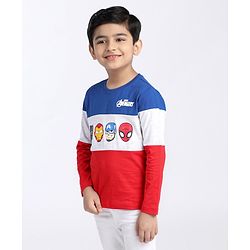Babyhug Full Sleeves Tee Biowashed Avengers Print - Navy Blue Grey Red