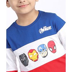 Babyhug Full Sleeves Tee Biowashed Avengers Print - Navy Blue Grey Red