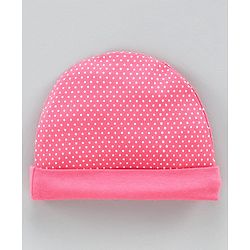 Babyhug 100% Cotton Cap Printed Pink Pack of 2 - Diameter 10.5 cm