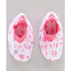 Babyhug 100%Cotton Cap Mittens & Booties Unicorn Print Pink - Diameter 10.5 cm
