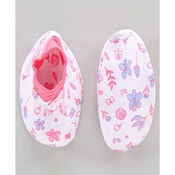 Babyhug 100%Cotton Cap Mittens & Booties Unicorn Print Pink - Diameter 10.5 cm