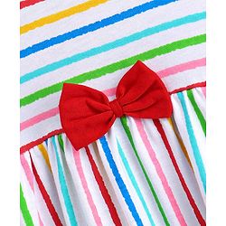 Babyhug Cap Sleeves Striped Frock - Multicolor