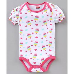 Babyhug 100% Cotton Puff Sleeves Onesies Pack of 5 - Multicolour