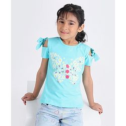 Babyhug Half Sleeves Top Butterfly Print - Blue