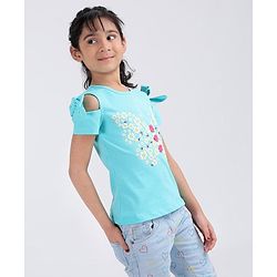 Babyhug Half Sleeves Top Butterfly Print - Blue