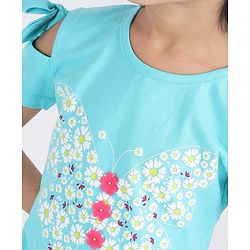 Babyhug Half Sleeves Top Butterfly Print - Blue