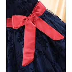 Babyhug Sleeveless Party Wear Embroidered Frock with Corsage - Navy Blue