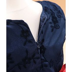 Babyhug Sleeveless Party Wear Embroidered Frock with Corsage - Navy Blue