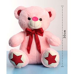 Babyhug Plush Teddy Bear Soft Toy Pink Height 30 cm (Colour Bow May Vary)