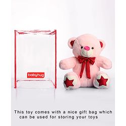 Babyhug Plush Teddy Bear Soft Toy Pink Height 30 cm (Colour Bow May Vary)