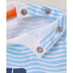 Babyhug Half Sleeves Striped Tee Surfer Print - White Blue