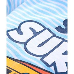 Babyhug Half Sleeves Striped Tee Surfer Print - White Blue