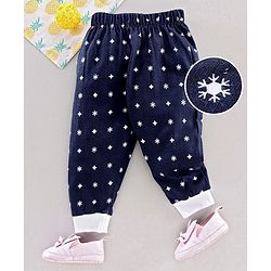 Babyhug Full Length Lounge Pant Snow Flake Print - Navy
