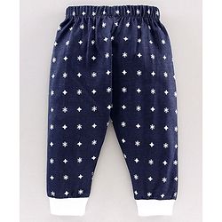Babyhug Full Length Lounge Pant Snow Flake Print - Navy