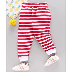 Babyhug Full Length Striped Lounge Pant - Red