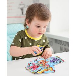 Babyhug 5 in 1 Premium Wooden Jigsaw Aquatic 20 pcs puzzle - Set of 5| Educational Toy for Cognitive Development| Montessori Learning Toy| BIS Certified| 2 Years+