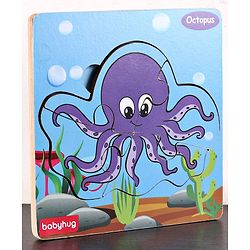 Babyhug 5 in 1 Premium Wooden Jigsaw Aquatic 20 pcs puzzle - Set of 5| Educational Toy for Cognitive Development| Montessori Learning Toy| BIS Certified| 2 Years+