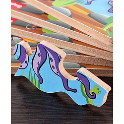 Babyhug 5 in 1 Premium Wooden Jigsaw Aquatic 20 pcs puzzle - Set of 5| Educational Toy for Cognitive Development| Montessori Learning Toy| BIS Certified| 2 Years+