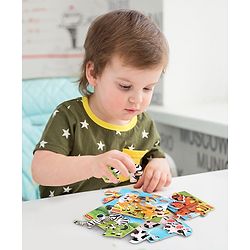 Babyhug 5 in 1 Premium Wooden Jigsaw Farm Animal 20 pcs puzzle - Set of 5| Educational Toy for Cognitive Development| Montessori Learning Toy| BIS Certified| 2 Years+