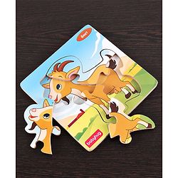 Babyhug 5 in 1 Premium Wooden Jigsaw Farm Animal 20 pcs puzzle - Set of 5| Educational Toy for Cognitive Development| Montessori Learning Toy| BIS Certified| 2 Years+