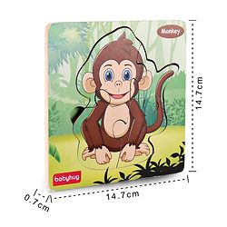 Babyhug 5 in 1 Premium Wooden Jigsaw Jungle Animals 20 pcs puzzle - Set of 5| Educational Toy for Cognitive Development| Montessori Learning Toy| BIS Certified| 2 Years+