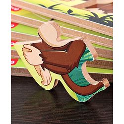 Babyhug 5 in 1 Premium Wooden Jigsaw Jungle Animals 20 pcs puzzle - Set of 5| Educational Toy for Cognitive Development| Montessori Learning Toy| BIS Certified| 2 Years+