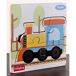Babyhug 5 in 1 Premium Wooden Jigsaw Transport Vehicles 20 pcs puzzle - Set of 5| Educational Toy for Cognitive Development| Montessori Learning Toy| BIS Certified| 2 Years+