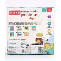 Babyhug 5 in 1 Premium Wooden Jigsaw Transport Vehicles 20 pcs puzzle - Set of 5| Educational Toy for Cognitive Development| Montessori Learning Toy| BIS Certified| 2 Years+
